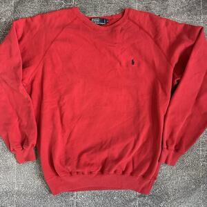 Men's Vintage 90's Polo Ralph Lauren Red Black Logo Crewneck Sweatshirt Sz M VTG